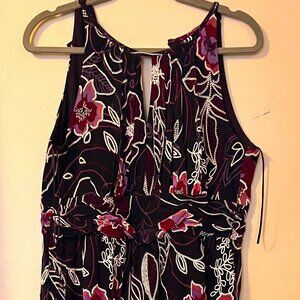 Purple Flower Maxi Evening Gown Dress Keyhole R&M Richards Like New